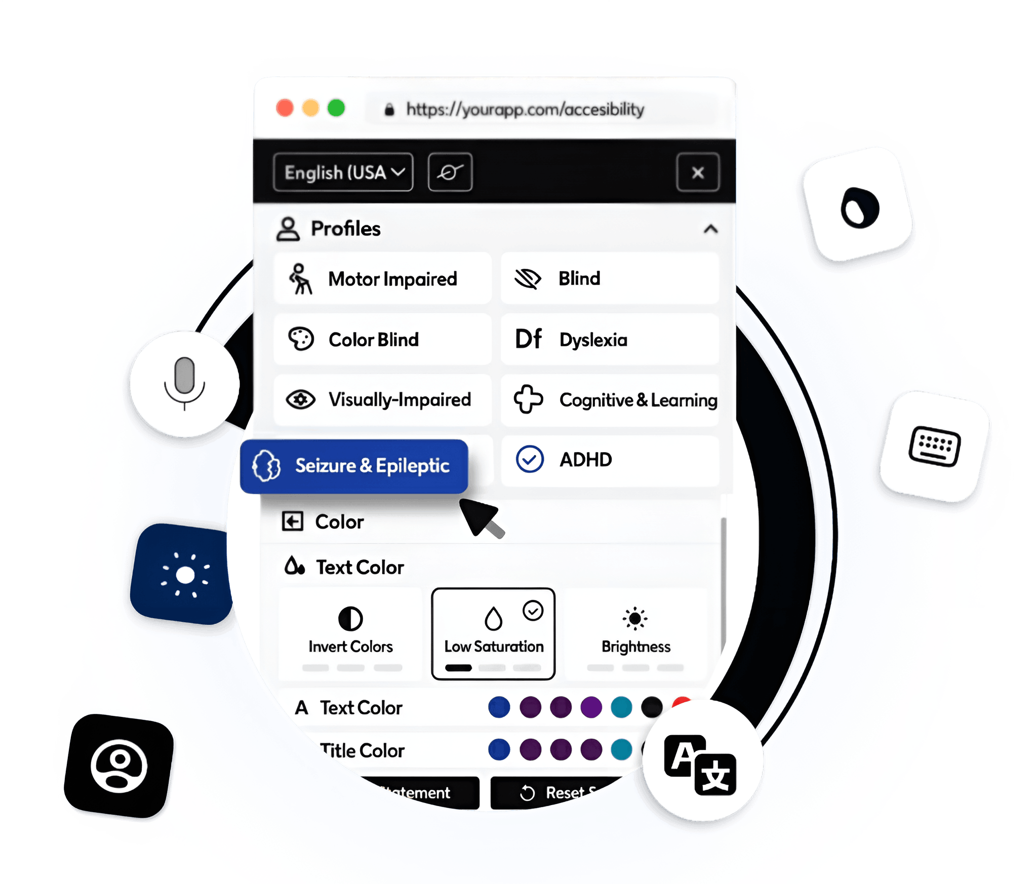 Accessify Dashboard showing accessibility features and compliance tools